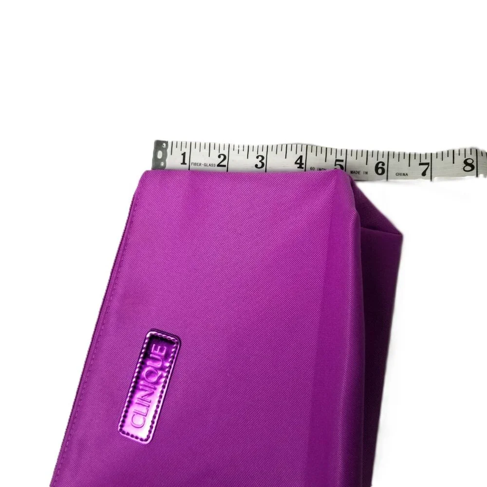 Clinique Purple Cosmetic Makeup Bag Zipper Travel Organizer